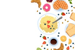 Натюрморт с завтраком в плоском взгляде сверху стиля doodle и с местом для иллюстрации вектора текста бесплатная иллюстрация Натюрморт с завтраком в плоском взгляде сверху стиля doodle и с местом для иллюстрации вектора текста бесплатная иллюстрация