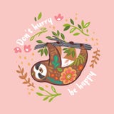 Не поспешите для того чтобы быть счастливый Милый характер медведя лени вектора животный вися на ветви r иллюстрация вектора Не поспешите для того чтобы быть счастливый Милый характер медведя лени вектора животный вися на ветви r иллюстрация вектора
