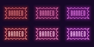 Неоновый запрещенный набор значка печати Накаляя текст иллюстрация вектора Неоновый запрещенный набор значка печати Накаляя текст иллюстрация вектора