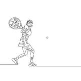 Непрерывная одна линия теннисист женщины чертежа отбрасывает для того чтобы ударить шарик иллюстрация штока Непрерывная одна линия теннисист женщины чертежа отбрасывает для того чтобы ударить шарик иллюстрация штока