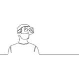 Непрерывная одна линия человек со стеклами VR, будущая концепция r иллюстрация штока Непрерывная одна линия человек со стеклами VR, будущая концепция r иллюстрация штока