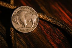 Никель buffelo на древесине и коже стоковое фото Никель buffelo на древесине и коже стоковое фото
