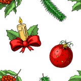 Новый Год xmas безшовной картины с Рождеством Христовым Украшение зимнего отдыха леденец на палочке свечи и падуба, елевая ветвь Стоковые Фотографии RF Новый Год xmas безшовной картины с Рождеством Христовым Украшение зимнего отдыха леденец на палочке свечи и падуба, елевая ветвь Стоковые Фотографии RF