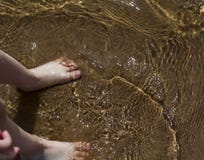 Ноги младенца идя на воду стоковые фото Ноги младенца идя на воду стоковые фото