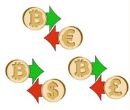 Обменяйте bitcoin к доллару, евро и английскому фунту бесплатная иллюстрация Обменяйте bitcoin к доллару, евро и английскому фунту бесплатная иллюстрация