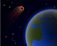 Огромная астероидная Флоренция летает близко к земле планеты Вероятность всемирной катастрофы бесплатная иллюстрация Огромная астероидная Флоренция летает близко к земле планеты Вероятность всемирной катастрофы бесплатная иллюстрация