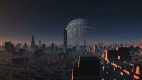 Огромный UFO над городом чужеземца иллюстрация штока Огромный UFO над городом чужеземца иллюстрация штока