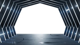 Огромный сизоватый интерьер космического корабля залы изолировал перевод 3D иллюстрация вектора Огромный сизоватый интерьер космического корабля залы изолировал перевод 3D иллюстрация вектора