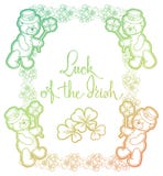 Оконтурите рамку градиента цвета с shamrock, плюшевым медвежонком растр Стоковое фото RF Оконтурите рамку градиента цвета с shamrock, плюшевым медвежонком растр Стоковое фото RF