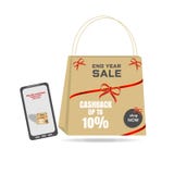 ОНЛАЙН ВЕКТОР ЗНАЧКА МАГАЗИНА С ФОРМОЙ PAPERBAG И СМАРТФОНА иллюстрация вектора ОНЛАЙН ВЕКТОР ЗНАЧКА МАГАЗИНА С ФОРМОЙ PAPERBAG И СМАРТФОНА иллюстрация вектора