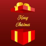 Открытая подарочная коробка с рождеством и С Новым Годом! праздником текста веселым иллюстрация вектора Открытая подарочная коробка с рождеством и С Новым Годом! праздником текста веселым иллюстрация вектора