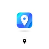 Отметка карты, значок UI Pin, положение, пиктограмма навигации Символ Pin с тенью на белой предпосылке иллюстрация штока Отметка карты, значок UI Pin, положение, пиктограмма навигации Символ Pin с тенью на белой предпосылке иллюстрация штока