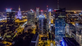 панорама warsaw ночи стоковое изображение rf панорама warsaw ночи стоковое изображение rf