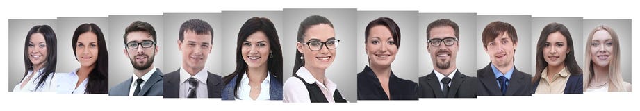 Панорамный коллаж портретов успешных бизнесменов стоковое изображение rf Панорамный коллаж портретов успешных бизнесменов стоковое изображение rf