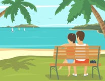 Пары медового месяца outdoors в пляже иллюстрация вектора Пары медового месяца outdoors в пляже иллюстрация вектора