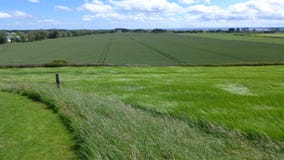 Пары следов трактора в темных ых-зелен полях в ` s фермера fields Стоковая Фотография Пары следов трактора в темных ых-зелен полях в ` s фермера fields Стоковая Фотография