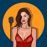 Певица в караоке, джаз или син бьют плакат концерта живой музыки иллюстрация штока Певица в караоке, джаз или син бьют плакат концерта живой музыки иллюстрация штока