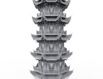 перевод 3d азиатской башни пагоды изолированной в белой предпосылке студии иллюстрация вектора перевод 3d азиатской башни пагоды изолированной в белой предпосылке студии иллюстрация вектора