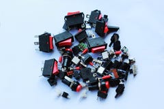 Переключатель электроники с белой предпосылкой стоковое изображение rf Переключатель электроники с белой предпосылкой стоковое изображение rf