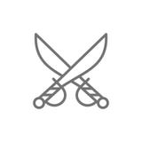 Пересеченные сабли пирата, шпаги, линия значок оружия иллюстрация штока Пересеченные сабли пирата, шпаги, линия значок оружия иллюстрация штока