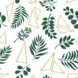 Trendy exotic leaves and gold elements. Seamless pattern. vector illustration Trendy exotic leaves and gold elements. Seamless pattern. vector illustration
