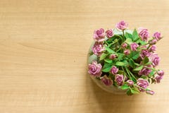Пинк поднял баки на деревянной предпосылке стоковые фото Пинк поднял баки на деревянной предпосылке стоковые фото