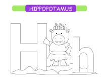 Письмо h и смешной бегемот мультфильма Крася страница E Милый алфавит зоопарка в векторе для детей уча Englis иллюстрация штока Письмо h и смешной бегемот мультфильма Крася страница E Милый алфавит зоопарка в векторе для детей уча Englis иллюстрация штока