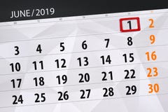 Плановик календаря на месяц июнь 2019, день крайнего срока, 1, суббота иллюстрация вектора Плановик календаря на месяц июнь 2019, день крайнего срока, 1, суббота иллюстрация вектора