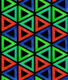 Плитка картины конспекта безшовная темная от пестротканых красных голубых зеленых треугольников на черной предпосылке Фон орнамен иллюстрация штока Плитка картины конспекта безшовная темная от пестротканых красных голубых зеленых треугольников на черной предпосылке Фон орнамен иллюстрация штока