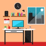Плоская иллюстрация вектора рабочего места иллюстрация вектора Плоская иллюстрация вектора рабочего места иллюстрация вектора
