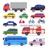 Плоский автоматический переход Автомобиль, велосипед и мотоцикл дороги города Автомобиль машины скорой помощи, пожарная машина и иллюстрация штока Плоский автоматический переход Автомобиль, велосипед и мотоцикл дороги города Автомобиль машины скорой помощи, пожарная машина и иллюстрация штока