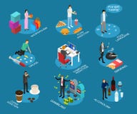 Плох привычки подписывают значок 3d установили равновеликий взгляд вектор иллюстрация штока Плох привычки подписывают значок 3d установили равновеликий взгляд вектор иллюстрация штока