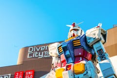 Полноразмерные представления вне площади токио DiverCity, Oda Gundam Стоковая Фотография Полноразмерные представления вне площади токио DiverCity, Oda Gundam Стоковая Фотография
