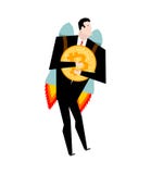 Поднимать цены Bitcoin Пакет двигателя бизнесмена держит монетку btc Повышение цен Cryptocurrency Концепция дела в секретном обме иллюстрация вектора Поднимать цены Bitcoin Пакет двигателя бизнесмена держит монетку btc Повышение цен Cryptocurrency Концепция дела в секретном обме иллюстрация вектора