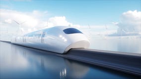 Поезд монорельса Speedly футуристический Концепция будущего Люди и роботы Энергия воды и ветра Реалистическая анимация 4K бесплатная иллюстрация Поезд монорельса Speedly футуристический Концепция будущего Люди и роботы Энергия воды и ветра Реалистическая анимация 4K бесплатная иллюстрация