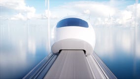 Поезд монорельса Speedly футуристический Концепция будущего Люди и роботы Энергия воды и ветра Реалистическая анимация 4K иллюстрация вектора Поезд монорельса Speedly футуристический Концепция будущего Люди и роботы Энергия воды и ветра Реалистическая анимация 4K иллюстрация вектора