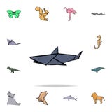 покрашенный акулой значок origami Детальный набор животного origami в значках стиля руки вычерченных Наградной графический дизайн иллюстрация вектора покрашенный акулой значок origami Детальный набор животного origami в значках стиля руки вычерченных Наградной графический дизайн иллюстрация вектора
