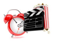 Попкорн и clapboard с будильником бесплатная иллюстрация Попкорн и clapboard с будильником бесплатная иллюстрация