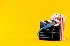 Попкорн и clapboard с кабелем сети иллюстрация вектора Попкорн и clapboard с кабелем сети иллюстрация вектора