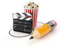Попкорн и clapboard с карандашем иллюстрация вектора Попкорн и clapboard с карандашем иллюстрация вектора