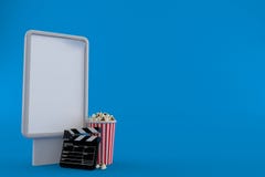 Попкорн и clapboard с пустой афишей иллюстрация вектора Попкорн и clapboard с пустой афишей иллюстрация вектора