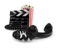 Попкорн и clapboard с телефонной трубкой иллюстрация штока Попкорн и clapboard с телефонной трубкой иллюстрация штока