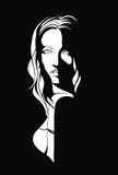Портрет Noir женщины с длинними волосами иллюстрация штока Портрет Noir женщины с длинними волосами иллюстрация штока