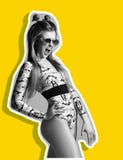 Портрет коллажа модели молодой женщины очарования стильной красивой стоковые изображения rf Портрет коллажа модели молодой женщины очарования стильной красивой стоковые изображения rf