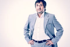 Портрет счастливого усмехаясь бизнесмена, изолированной белой предпосылки стоковое изображение rf Портрет счастливого усмехаясь бизнесмена, изолированной белой предпосылки стоковое изображение rf