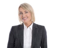 Портрет: Успешное изолированное более старое или зрелое белокурое businesswoma стоковые фотографии rf Портрет: Успешное изолированное более старое или зрелое белокурое businesswoma стоковые фотографии rf