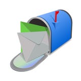 Почтовый ящик EnveOpen красный с конвертами на крышке изолированной от предпосылки r иллюстрация вектора Почтовый ящик EnveOpen красный с конвертами на крышке изолированной от предпосылки r иллюстрация вектора