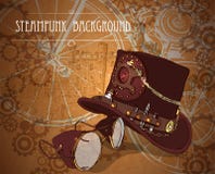 Предпосылка Steampunk с шляпой steampunk верхней и латунными изумлёнными взглядами бесплатная иллюстрация Предпосылка Steampunk с шляпой steampunk верхней и латунными изумлёнными взглядами бесплатная иллюстрация