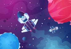 Предпосылка космоса шаржа Звезды планеты земли космического корабля планет чужеземца астероидные выпускают ракету Будущий фон кос иллюстрация вектора Предпосылка космоса шаржа Звезды планеты земли космического корабля планет чужеземца астероидные выпускают ракету Будущий фон кос иллюстрация вектора