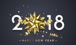 Предпосылка Нового Года подарка украшения вектора поздравительной открытки 2018 Новых Годов золотая иллюстрация штока Предпосылка Нового Года подарка украшения вектора поздравительной открытки 2018 Новых Годов золотая иллюстрация штока